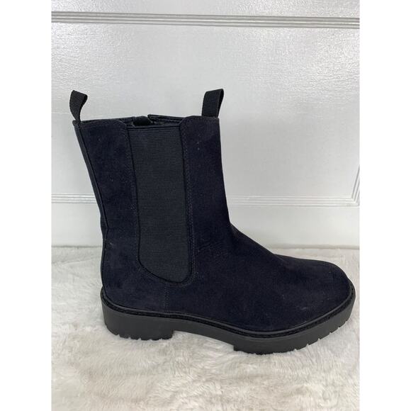 Time & Tru Womens Black Faux Suede chelsea Ankle Boots Size 10 With Side Zipper - Picture 7 of 9